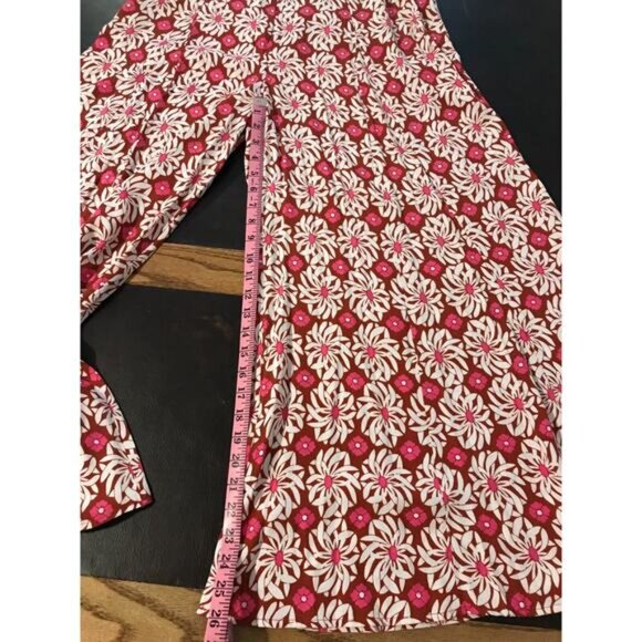 by Anthropologie Women's Loveland M Pink/Rose Print Wide Leg Jumpsuit - Size 14 - Picture 7 of 12